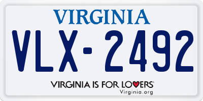 VA license plate VLX2492