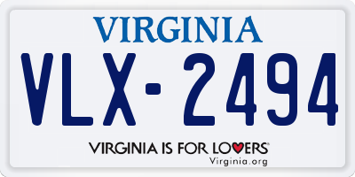 VA license plate VLX2494