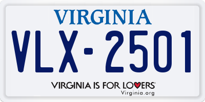 VA license plate VLX2501