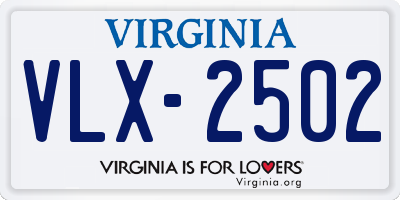 VA license plate VLX2502