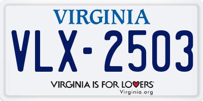 VA license plate VLX2503