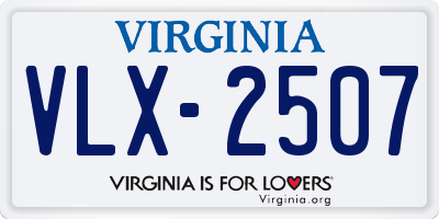 VA license plate VLX2507