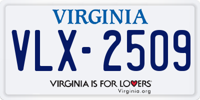 VA license plate VLX2509