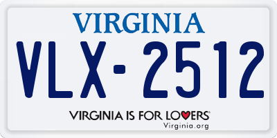 VA license plate VLX2512