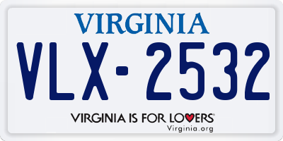 VA license plate VLX2532