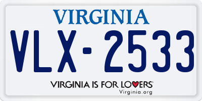 VA license plate VLX2533