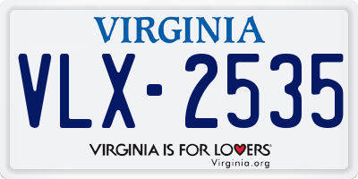 VA license plate VLX2535