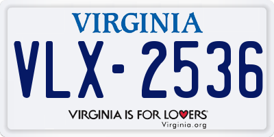 VA license plate VLX2536