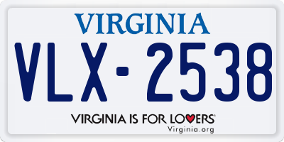 VA license plate VLX2538