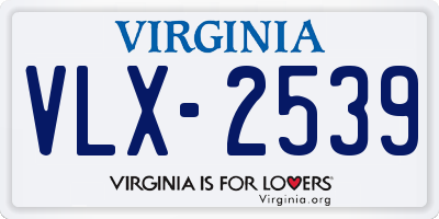 VA license plate VLX2539