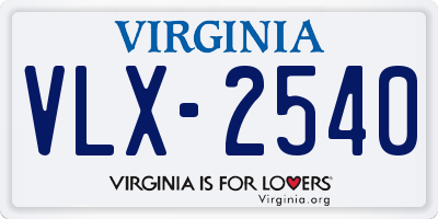 VA license plate VLX2540