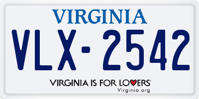 VA license plate VLX2542