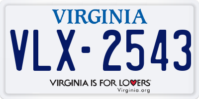 VA license plate VLX2543