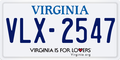 VA license plate VLX2547