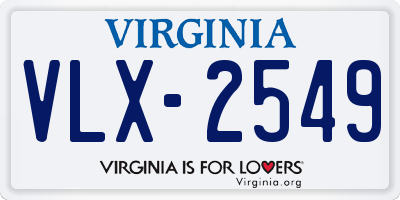 VA license plate VLX2549