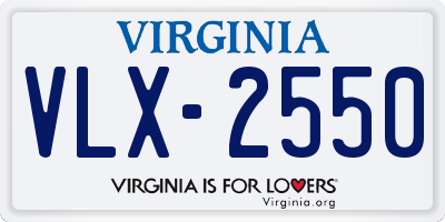 VA license plate VLX2550