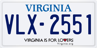 VA license plate VLX2551