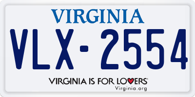 VA license plate VLX2554