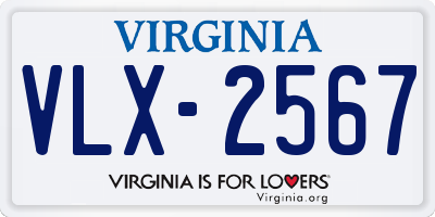 VA license plate VLX2567