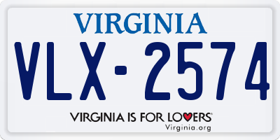 VA license plate VLX2574