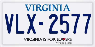 VA license plate VLX2577