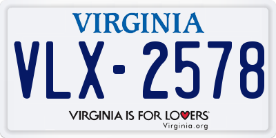 VA license plate VLX2578