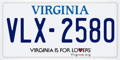 VA license plate VLX2580