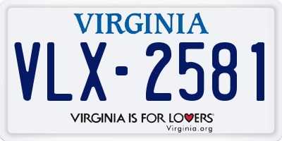 VA license plate VLX2581