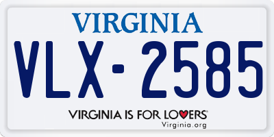 VA license plate VLX2585