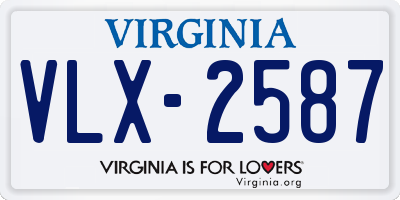 VA license plate VLX2587