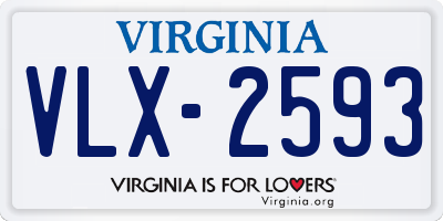 VA license plate VLX2593