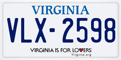 VA license plate VLX2598