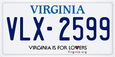 VA license plate VLX2599