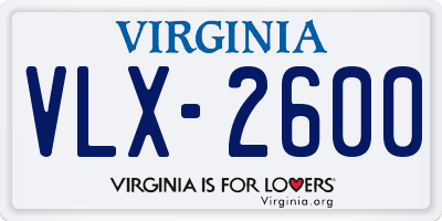 VA license plate VLX2600