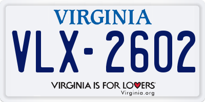 VA license plate VLX2602