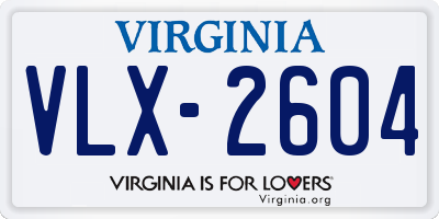 VA license plate VLX2604