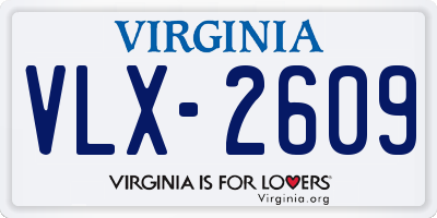 VA license plate VLX2609