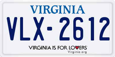 VA license plate VLX2612