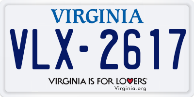 VA license plate VLX2617