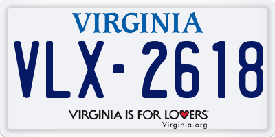 VA license plate VLX2618