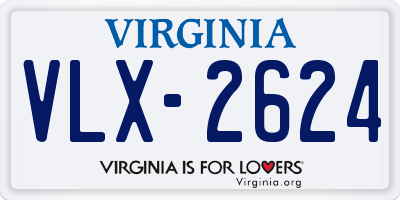 VA license plate VLX2624