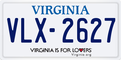 VA license plate VLX2627