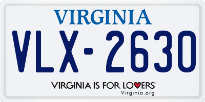 VA license plate VLX2630