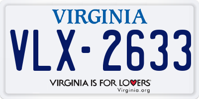 VA license plate VLX2633