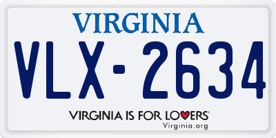 VA license plate VLX2634