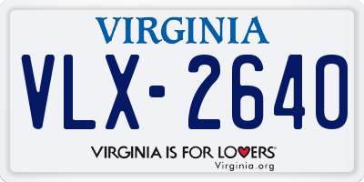 VA license plate VLX2640