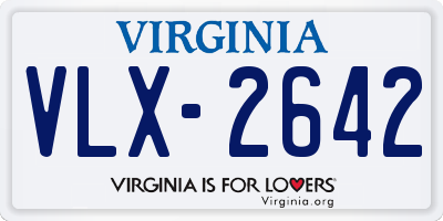 VA license plate VLX2642