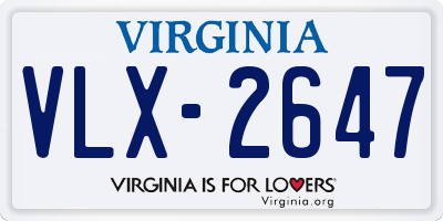 VA license plate VLX2647