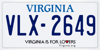 VA license plate VLX2649