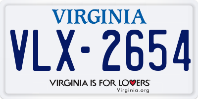 VA license plate VLX2654